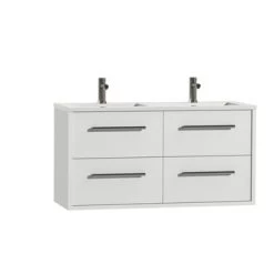 Tiger Badkamermeubel Boston 120cm Hoogglans Wit Met Grepen RVS -Badkamer Verkoop 123 2400