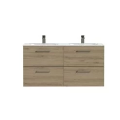 Tiger Badkamermeubel Studio 120cm Chalet Eik/wit Met RVS Greep -Badkamer Verkoop 123 2446