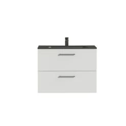 Tiger Badkamermeubel Studio 80cm Hoogglans Wit/matzwart Met Ronde RVS Greep -Badkamer Verkoop 123 2451