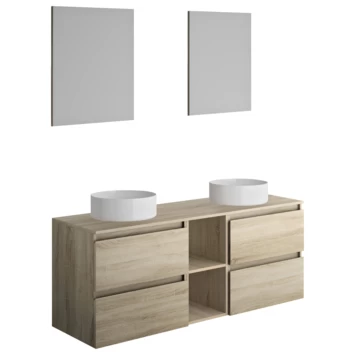 Allibert Badmeubelset Gaya 150 Cm Eik Hamilton Met 2 Porceleinen Waskommen 4 Allibert Badmeubelset Gaya 150 Cm Eik Hamilton Met 2 Porceleinen Waskommen - Afbeelding 2