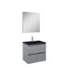 Atlantic Badmeubelset Heon met Spiegel En Zwarte Wastafel 60cm Beton -Badkamer Verkoop 123 2482