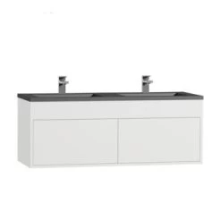 Tiger Helsinki Badkamermeubel 120 Cm Hoogglans Wit Met Wastafel Polybeton Zwart