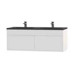 Tiger Helsinki Badkamermeubel 120 Cm Hoogglans Wit Met Wastafel Polybeton Zwart -Badkamer Verkoop 123 2503