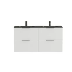 Tiger Badkamermeubel Studio 120cm Hoogglans Wit/matzwart Met Platte RVS Greep -Badkamer Verkoop 123 2531