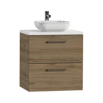 Tiger Badkamermeubel Studio 60 Cm Chalet Eik Met Keramische Waskom Hoogglans Wit En Ronde Grepen 4 Tiger Badkamermeubel Studio 60 Cm Chalet Eik Met Keramische Waskom Hoogglans Wit En Ronde Grepen - Afbeelding 2