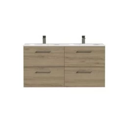 Tiger Badkamermeubel Studio 120cm Chalet Eik/matwit Met Ronde RVS Greep -Badkamer Verkoop 123 2574