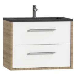 Tiger Badkamermeubel Boston 80cm Chalet Eik/matzwart Met Grepen Chroom 6 Tiger Badkamermeubel Boston 80cm Chalet Eik/matzwart Met Grepen Chroom -Badkamer Verkoop 123 2632