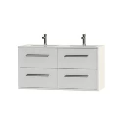 Tiger Boston Badkamermeubel 120cm Hoogglans Wit Met Dubbele Witte Wastafel -Badkamer Verkoop 123 2686