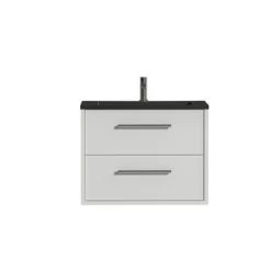 Tiger Badkamermeubel Boston 80cm Hoogglans Wit/matzwart Met Grepen Chroom