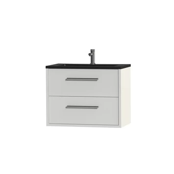 Tiger Badkamermeubel Boston 80cm Hoogglans Wit/matzwart Met Grepen Chroom 5 Tiger Badkamermeubel Boston 80cm Hoogglans Wit/matzwart Met Grepen Chroom - Afbeelding 3