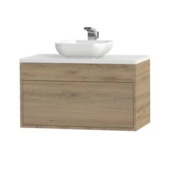 Tiger Helsinki Badkamermeubel 80 Cm Chalet Eiken Met Waskom -Badkamer Verkoop 123 2778