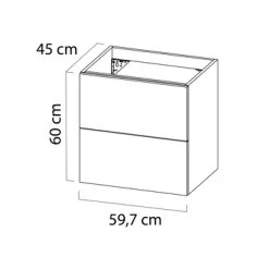 Tiger Badkamermeubel Studio 60cm Naturel Eik/witte Waskom Met Vierkante Greep -Badkamer Verkoop 123 2816