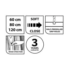 Tiger Badkamermeubel Studio 60cm Naturel Eik/witte Waskom Met Vierkante Greep -Badkamer Verkoop 123 2817