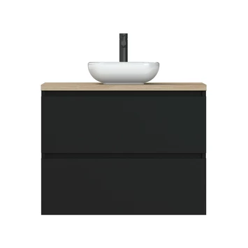 Tiger Karlo Badkamermeubel 80cm Mat Zwart Met Eiken Wasblad En Keramische Waskom 7 Tiger Karlo Badkamermeubel 80cm Mat Zwart Met Eiken Wasblad En Keramische Waskom - Afbeelding 5