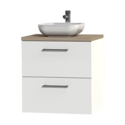 Tiger Badkamermeubel Studio 60cm Hoogglans Wit/witte Waskom Met Ronde Greep -Badkamer Verkoop 123 2833