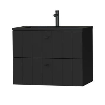 Tiger Maryport Badkamermeubelset 80 Cm Mat Zwart Met Matzwarte Polybeton Wastafel En Matzwarte Grepen 3 Tiger Maryport Badkamermeubelset 80 Cm Mat Zwart Met Matzwarte Polybeton Wastafel En Matzwarte Grepen