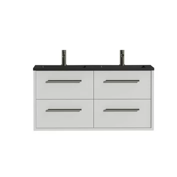 Tiger Badkamermeubel Boston 120cm Hoogglans Wit/matzwart Met Grepen RVS 3 Tiger Badkamermeubel Boston 120cm Hoogglans Wit/matzwart Met Grepen RVS