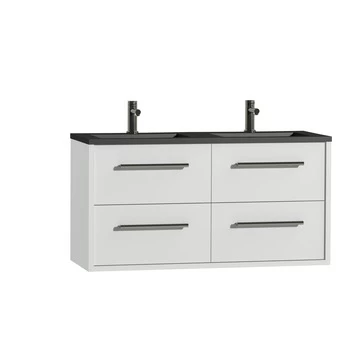 Tiger Badkamermeubel Boston 120cm Hoogglans Wit/matzwart Met Grepen RVS 4 Tiger Badkamermeubel Boston 120cm Hoogglans Wit/matzwart Met Grepen RVS - Afbeelding 2