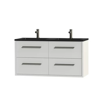 Tiger Badkamermeubel Boston 120cm Hoogglans Wit/matzwart Met Grepen RVS 5 Tiger Badkamermeubel Boston 120cm Hoogglans Wit/matzwart Met Grepen RVS - Afbeelding 3