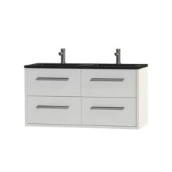 Tiger Badkamermeubel Boston 120cm Hoogglans Wit/matzwart Met Grepen Chroom -Badkamer Verkoop 123 2968