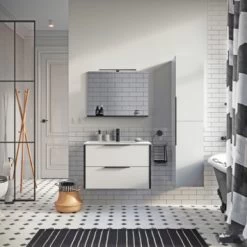 Atlantic Badmeubelset Aria met Spiegel En Witte wastafel 60cm Mat Wit 7 Atlantic Badmeubelset Aria met Spiegel En Witte wastafel 60cm Mat Wit -Badkamer Verkoop 123 2984