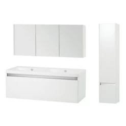 Stripe Badkamermeubelset Hoogglans Wit 120 Cm Exclusief Kolomkast