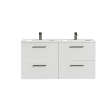 Tiger Badkamermeubel Studio 120cm Hoogglans Wit/matwit Ronde RVS Greep 3 Tiger Badkamermeubel Studio 120cm Hoogglans Wit/matwit Ronde RVS Greep