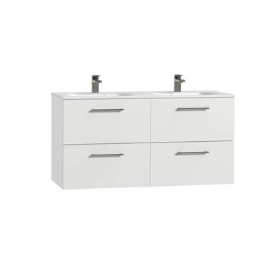 Tiger Badkamermeubel Studio 120cm Hoogglans Wit/matwit Ronde RVS Greep 4 Tiger Badkamermeubel Studio 120cm Hoogglans Wit/matwit Ronde RVS Greep - Afbeelding 2