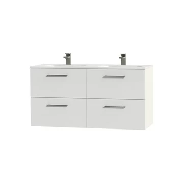 Tiger Badkamermeubel Studio 120cm Hoogglans Wit/matwit Ronde RVS Greep 5 Tiger Badkamermeubel Studio 120cm Hoogglans Wit/matwit Ronde RVS Greep - Afbeelding 3