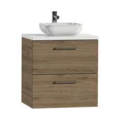 Tiger Badkamermeubel Studio 60cm Chalet Eik/witte Waskom Met Vierkante Greep 12 Tiger Badkamermeubel Studio 60cm Chalet Eik/witte Waskom Met Vierkante Greep -Badkamer Verkoop 123 3071