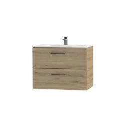 Tiger Badkamermeubel Studio 80cm Chalet Eik/matwit Met RVS Greep -Badkamer Verkoop 123 3176