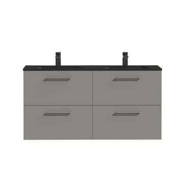 Tiger Badkamermeubel Studio 120cm Matgrijs/mat Zwart Met Ronde Greep 3 Tiger Badkamermeubel Studio 120cm Matgrijs/mat Zwart Met Ronde Greep