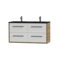 Tiger Boston Badkamermeubel 120cm Chalet Eiken Met Dubbele Zwarte Wastafel -Badkamer Verkoop 123 335