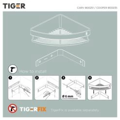 Tiger Hoekdouchemand Cooper 21 Cm RVS/zwart -Badkamer Verkoop 123 3520