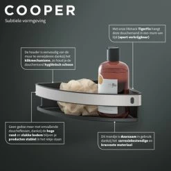 Tiger Hoekdouchemand Cooper 21 Cm RVS/zwart -Badkamer Verkoop 123 3521