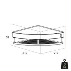 Tiger Hoekdouchemand Cooper 21 Cm RVS/zwart -Badkamer Verkoop 123 3522