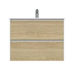 Tiger Reverse Meubelset 80 Cm Met 2 Lades Naturel Eik / Mat Wit Inclusief Oval Wastafel Mat Wit -Badkamer Verkoop 123 375