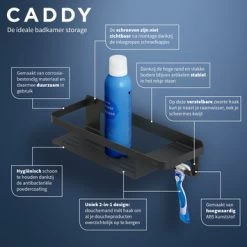 Tiger Douchemand Met Haak Caddy Zwart -Badkamer Verkoop 123 4069