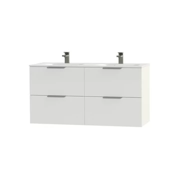 Tiger Badkamermeubel Studio 120cm Hoogglans Wit Met Platte RVS Greep 4 Tiger Badkamermeubel Studio 120cm Hoogglans Wit Met Platte RVS Greep - Afbeelding 2