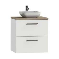 Tiger Badkamermeubel Studio 60cm Hoogglans Wit/witte Waskom Met Vierkante Greep -Badkamer Verkoop 123 452