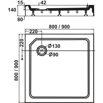 Sealskin Douchebak Fusion Vierkant Opbouw 80x80x14 Cm Wit 4 Sealskin Douchebak Fusion Vierkant Opbouw 80x80x14 Cm Wit - Afbeelding 2