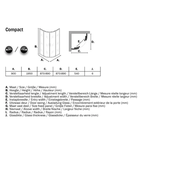 Sealskin Douchecabine Met Schuifdeur Compact Kwartrond 195x90 Cm Chroom 10 Sealskin Douchecabine Met Schuifdeur Compact Kwartrond 195x90 Cm Chroom - Afbeelding 8