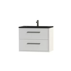 Tiger Badkamermeubel Boston 80cm Hoogglans Wit/matzwart Met RVS Grepen -Badkamer Verkoop 123 575