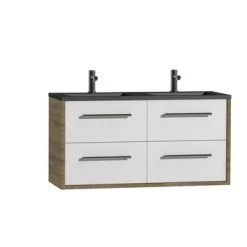 Tiger Badkamermeubel Boston 120cm Chalet Eik/matzwart Met Grepen RVS -Badkamer Verkoop 123 577