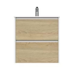 Tiger Reverse Meubelset Met 2 Lades 60 Cm Naturel Eik / Mat Wit Inclusief Oval Wastafel Mat Wit -Badkamer Verkoop 123 583