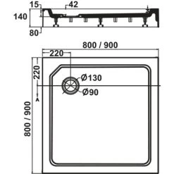 Sealskin Douchebak Fusion Vierkant Opbouw 90x90x14 Cm Wit -Badkamer Verkoop 123 5988