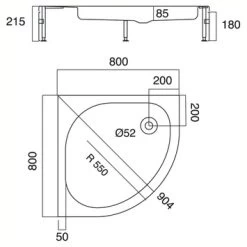 Sealskin Douchebak Optimo Kwartrond Opbouw 80x80x21.5 Cm -Badkamer Verkoop 123 5997