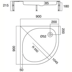 Sealskin Douchebak Optimo Kwartrond Opbouw 90x90x21.5 Cm -Badkamer Verkoop 123 6013