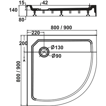 Sealskin Douchebak Fusion Kwartrond Opbouw 90x90x14 Cm Wit 4 Sealskin Douchebak Fusion Kwartrond Opbouw 90x90x14 Cm Wit - Afbeelding 2