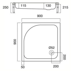 Sealskin Douchebak Optimo Vierkant Opbouw 90x90x25 Cm -Badkamer Verkoop 123 6083